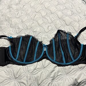 Cacique Black Bra with Blue Highlights